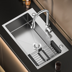 Large Single-Slot Sink for Kitchen Use, High-Quality Stainless Steel Countertop Undermount Sink, Nano Handmade Features