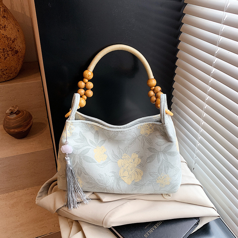 新しい中国風の花の女性のためのハンドバッグ 2025 新しいトレンディなファッション刺繍脇の下バッグシングルショルダー通勤大容量バッグ|undefined