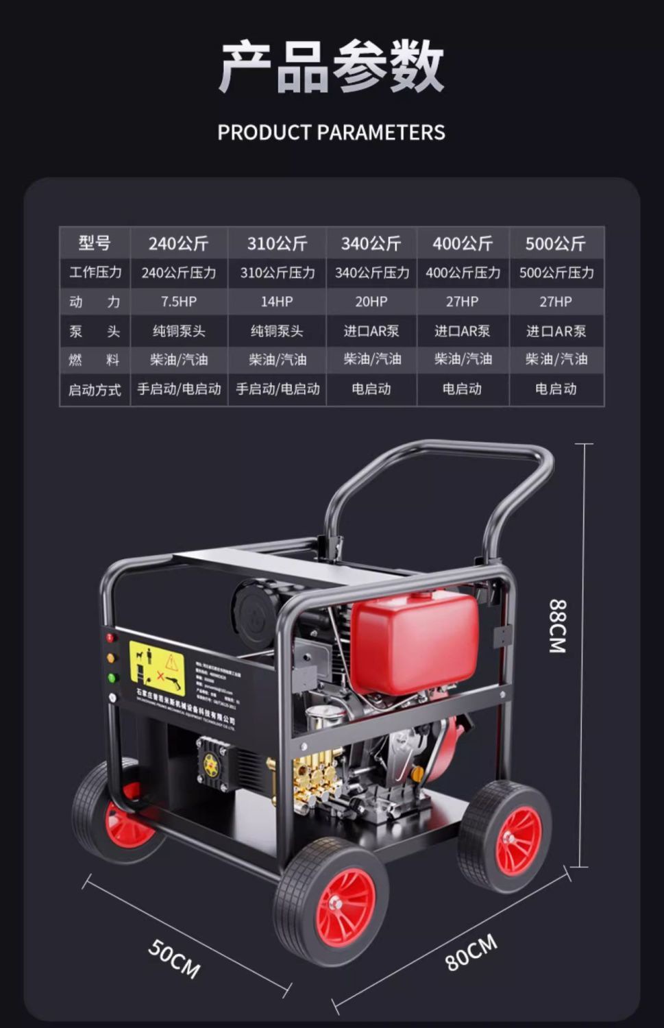 Black Cat Ideal Diesel Gasoline High-Pressure Car Washer High-Power Cleaning Machine Commercial Industrial Grade Water Gun Pipe Cleaning