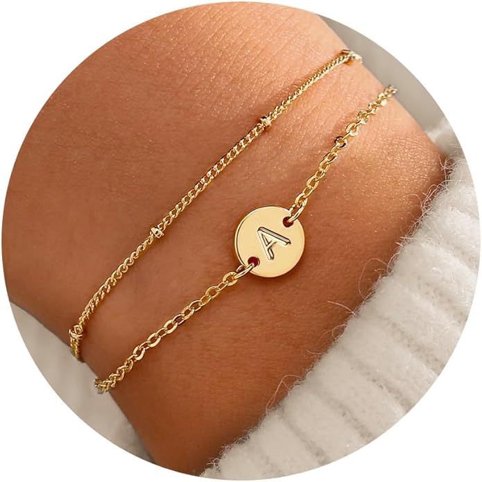 Stainless Steel Double-layer English Letter Bracelet Fashion All-match Layered 26 Letter Beaded Bracelet Jewelry for Women