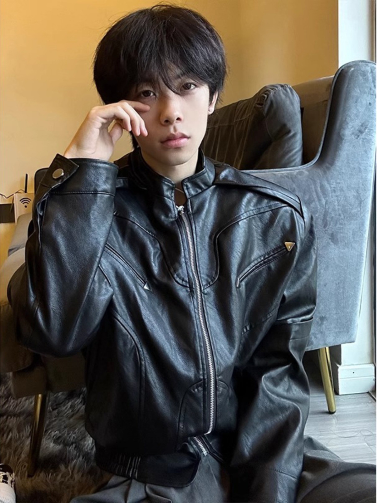 Cleanfitショートコート男性高級感ごろつきハンサムで美しいレトロなパイロット機関車ジャケット春秋