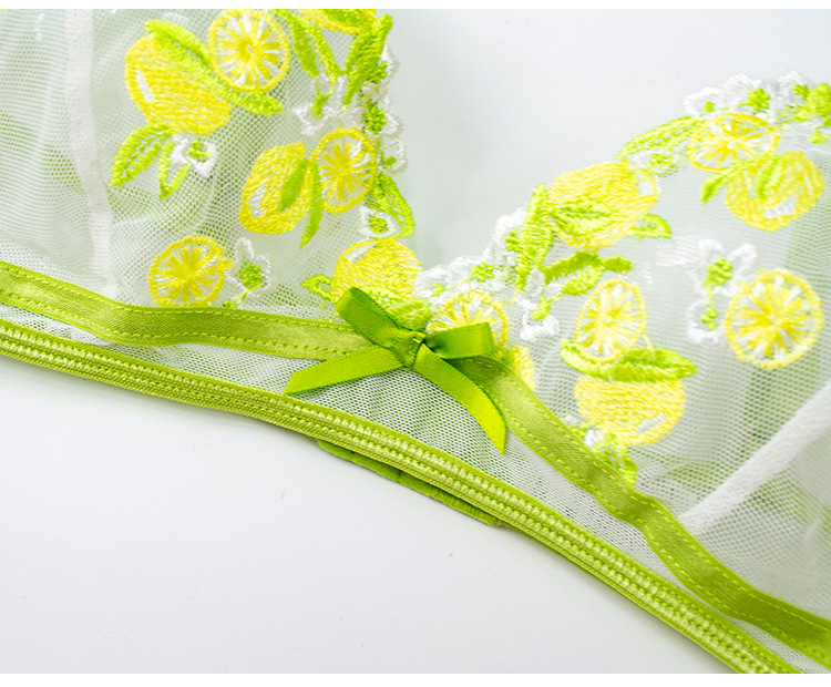 Speed Bra Sexy Sexy Mesh Floral Embroidery without Steel Ring Two Piece Sets