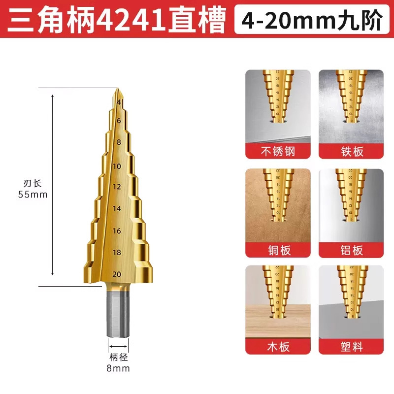 德力西电气宝塔钻头高硬度开孔扩孔器不锈钢金属专用阶梯打孔钻头|undefined
