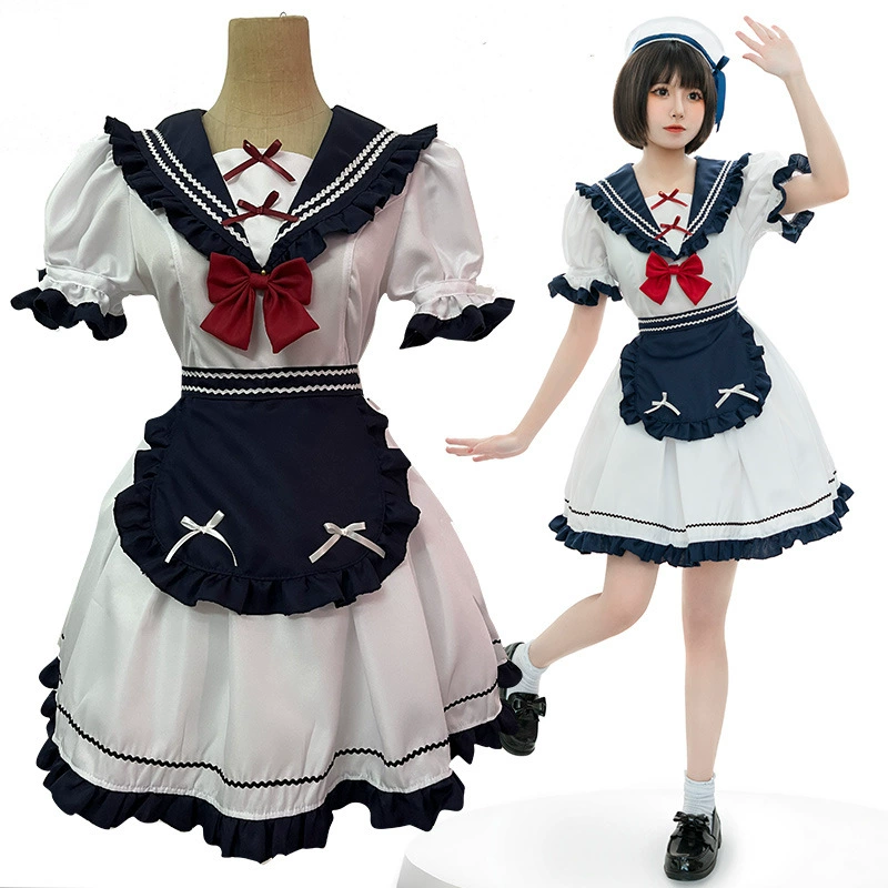 Японское милое индиго платье с бантом, стильLolita