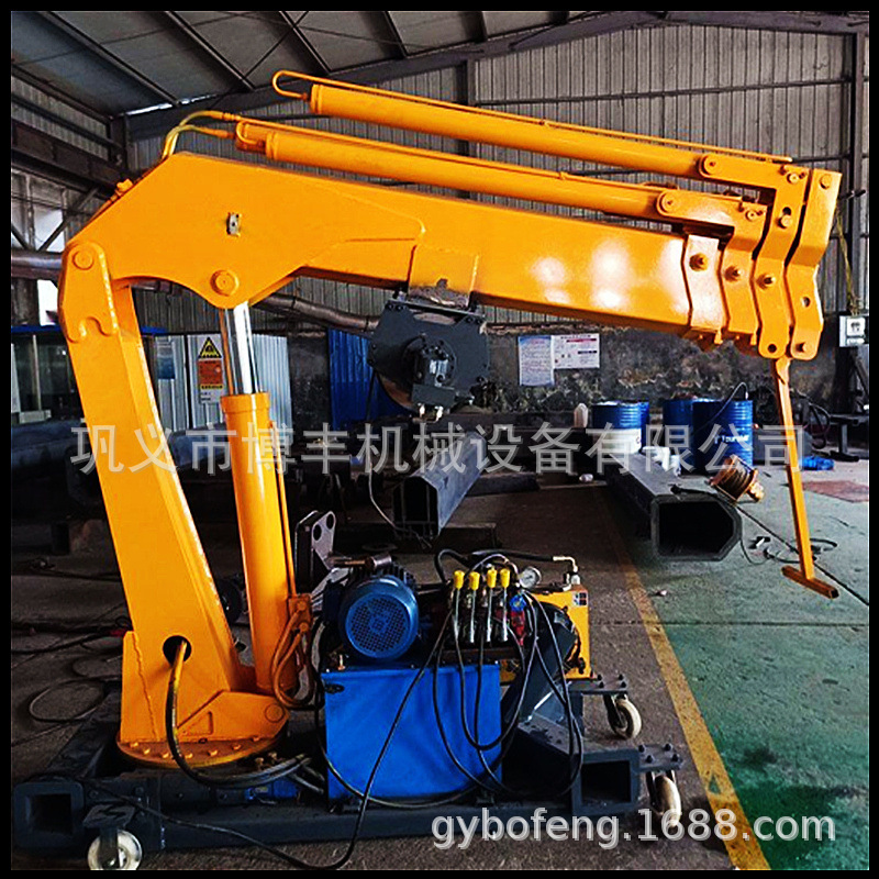 船用车用装卸起重机1吨2T伸缩旋转柴油动力小型液压随车吊机卡车