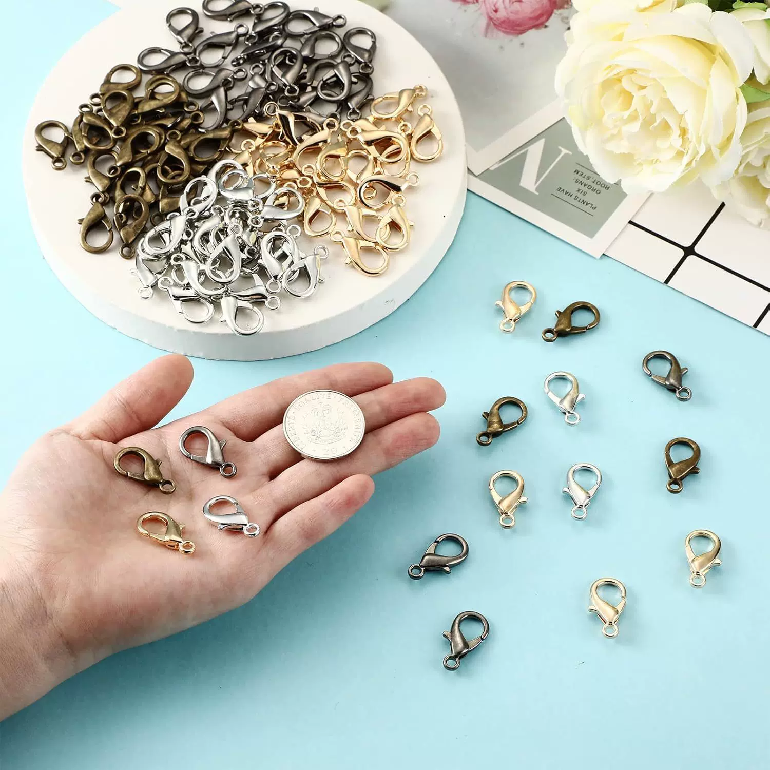 龙虾扣DIY饰品配件手链项链连接扣12mm长锌合金珠宝扣金属扣