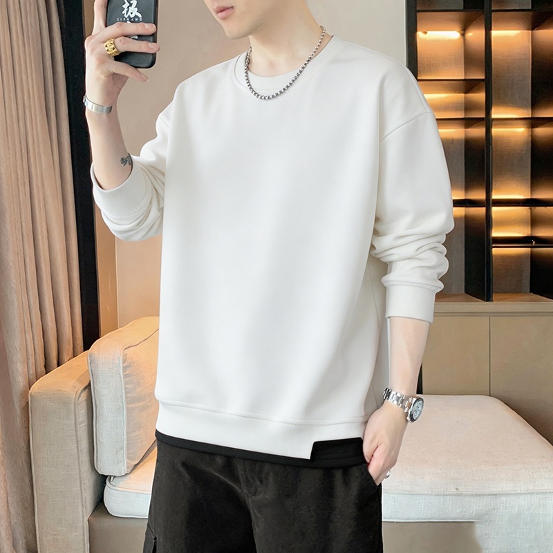 New autumn/winter men's hoodie, casual and versatile, stylish long-sleeved T-shirt, crew neck sweatshirt for young men.