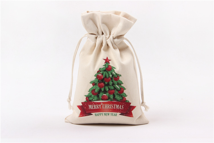 A245 logo printed canvas storage bag with drawstring closure, gift pocket, portable for Christmas packaging gifts undefined