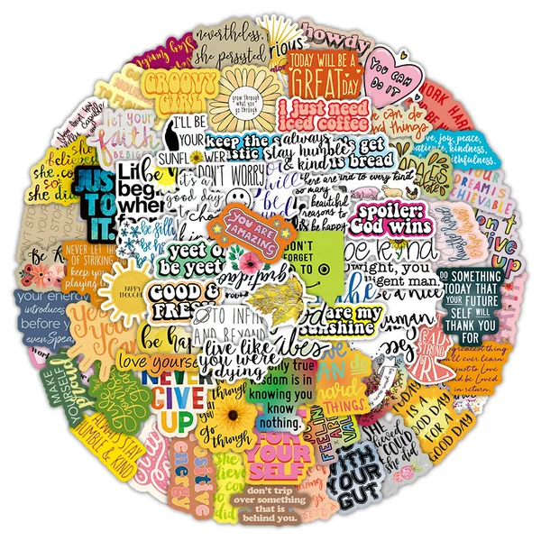 100 Inspirational Classical Chinese Graffiti Stickers for Kidsren, Inspirational Quotes, Creative Decorative Notebooks, Waterproof Stickers