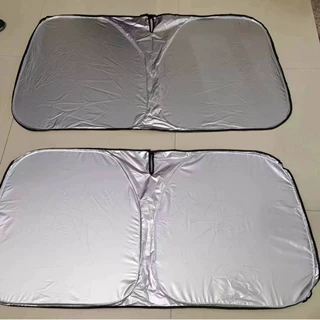 汽车用品新型钛银涂银布太阳挡车遮阳伞隔热防晒双圈汽车遮阳挡