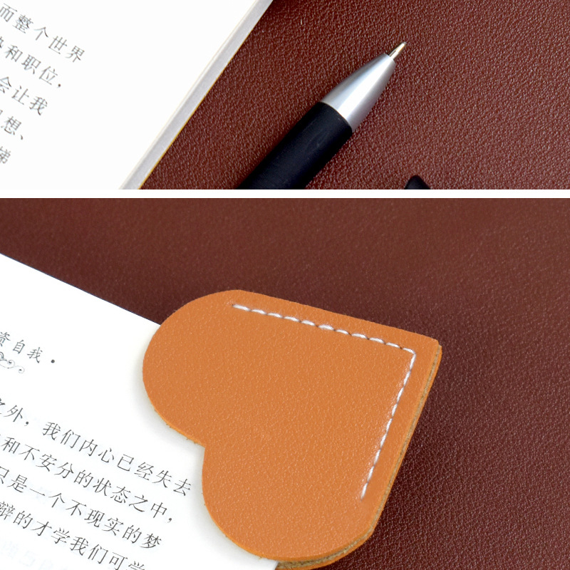 Creative Pu Leather Love Heart Portable Gift Bookmark display picture 1