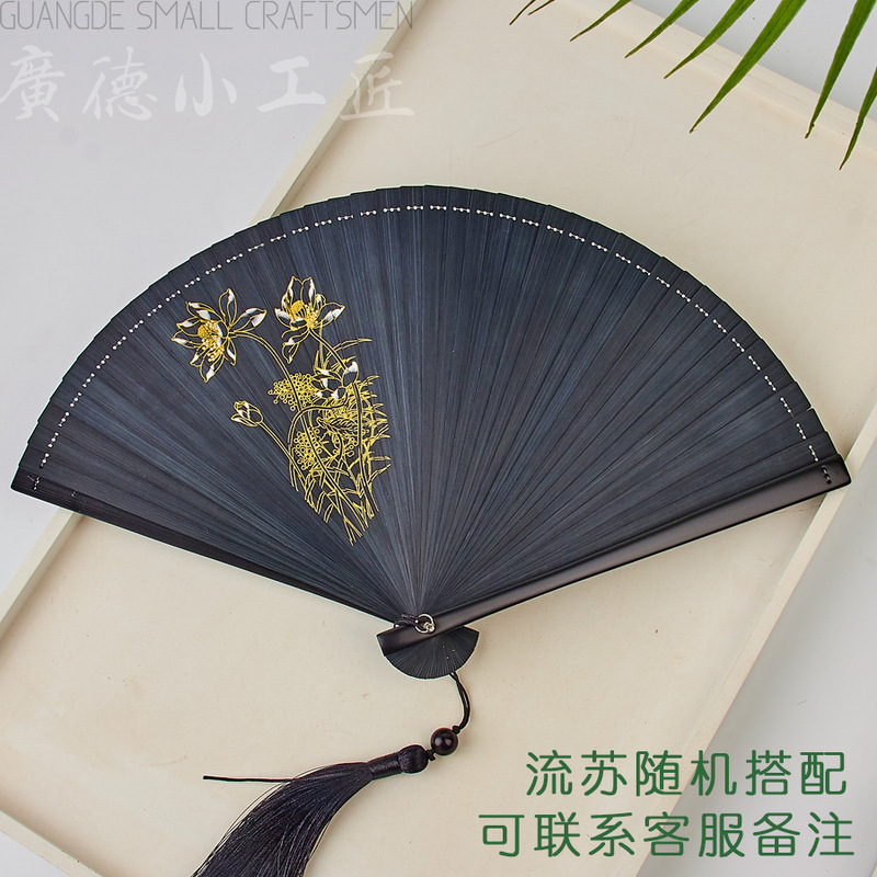 全竹折扇新中国風ミニ扇子古風チャイナドレス小折扇レトロ持ち歩き折り畳み扇女|undefined
