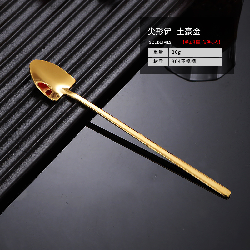 304 mango largo de acero inoxidable Cabeza Cuadrada cuchara pala bar creativo cuchara de hielo cuchara de mezcla de café del hogar cuchara de condimento