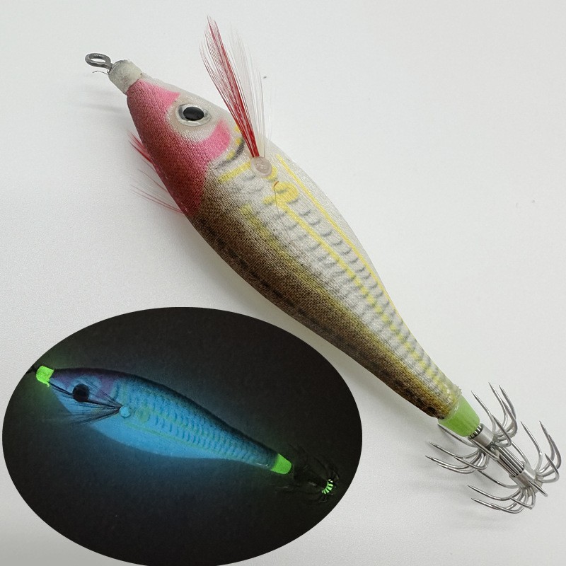 Señuelo de Calamar de Madera 6g 8cm Luminoso para Pesca image 23