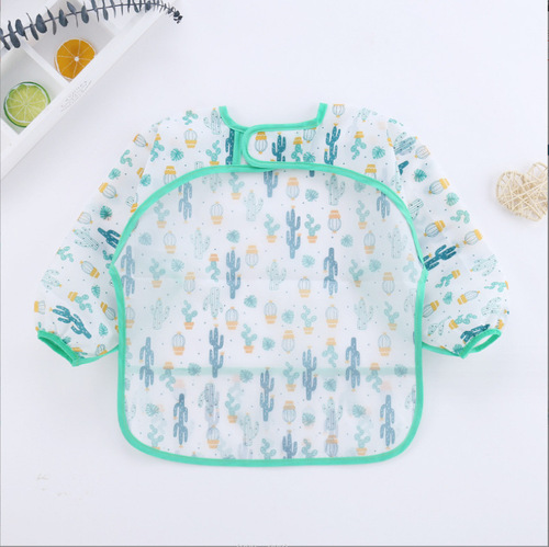 Factory processed raincoat-style reverse-wear waterproof baby children eat-free mealtime bib apron drawing clothes