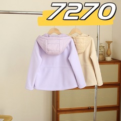 7270 秋季新款 女童休闲收腰连帽外套  女童摇粒绒连帽外套