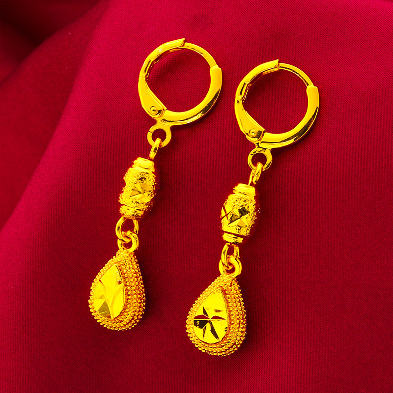 Vietnamese Sand Gold Women's Earrings Women's Fashion Sand Gold Cross-Border Jewelry Wholesale Water Drop Earrings