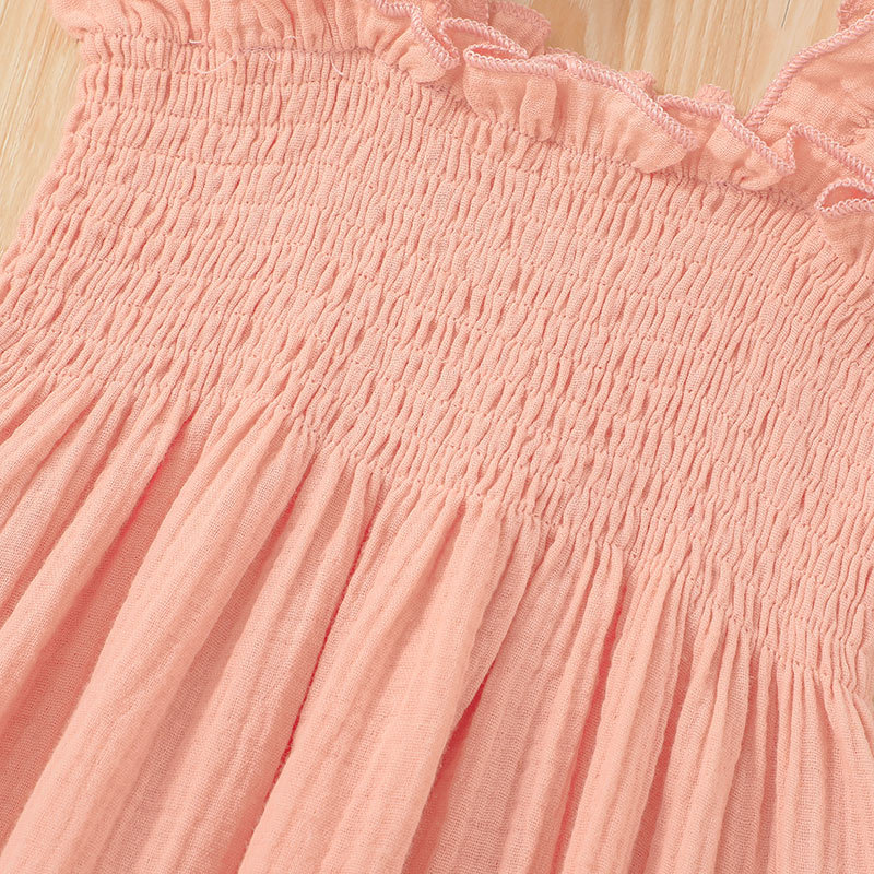 Little Girl Suspender Skirt Clothes 2022 Summer Girls Pink Twist Dress display picture 3