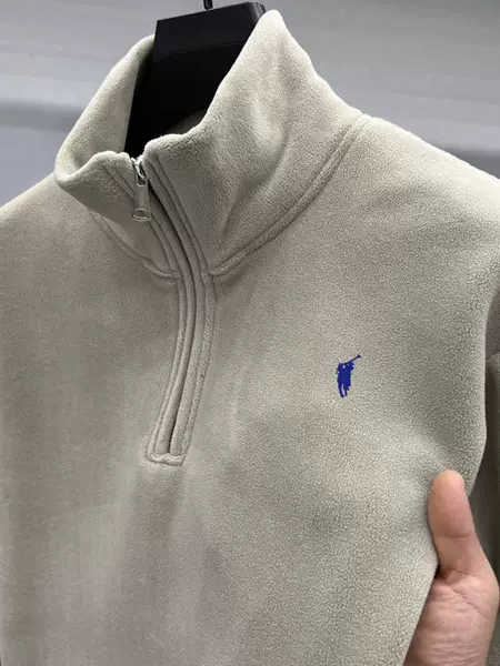 Paul Autumn and Winter Fleece Thickeneded Warm Long-Sleeved Sweatshirt Men's Half-High Zipper Loose Polar Fleece Comfortable Bottoming Shirt
