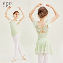 儿童舞蹈练功服芭蕾连体裙体操服女童中国跳舞新款短袖夏季