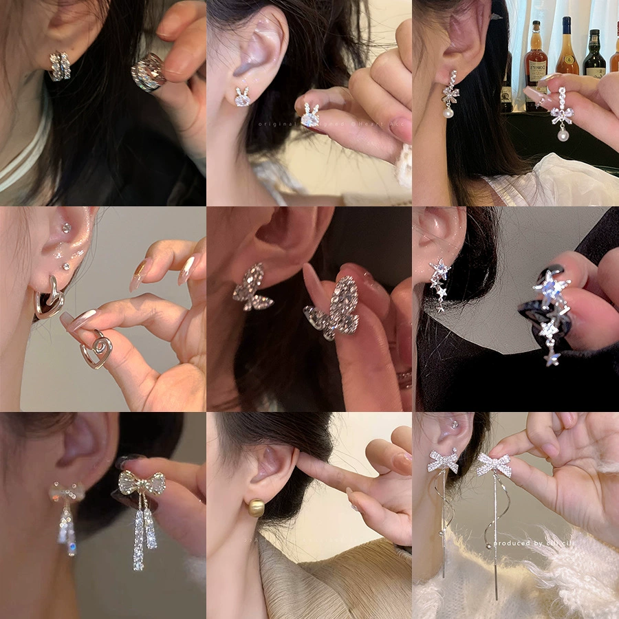 Серебряная игла, маленькие серьги, универсальный цирконий, образец серебро 925, оптовая поставка, стиль легкой роскоши