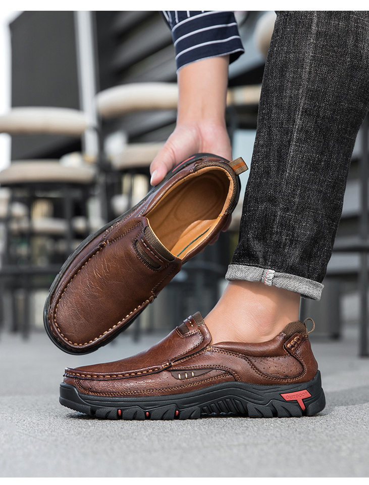 Giày da nam cỡ lớn mũi tròn đế bệt phong cách casual — 33237 màu nâu đỏ, 33237 màu vàng nâu, 33237 màu đen chi tiết 20