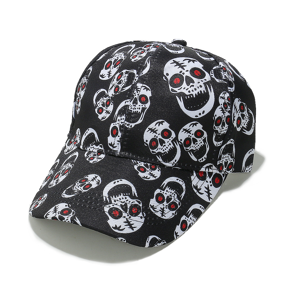 Printing Design Women's Exaggerated Punk Streetwear Skull Printing Curved Eaves Baseball Cap