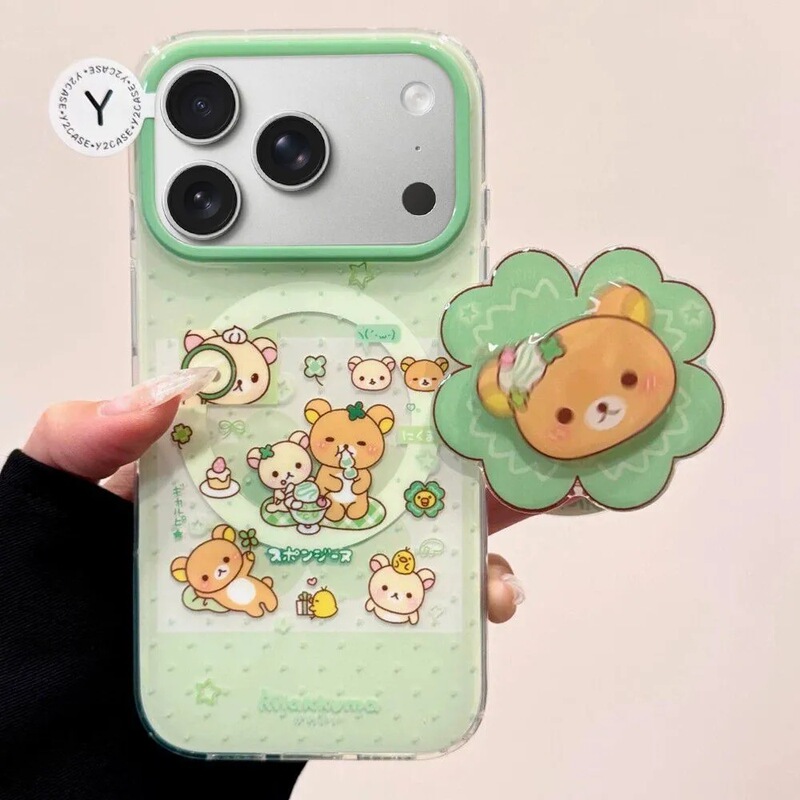 Little Bear Is Suitable for Samsung S23Fe Mobile Phone Case S26Ultra/S24Plus Double-Layer Magnetic Suction 5 Apple 17Promax