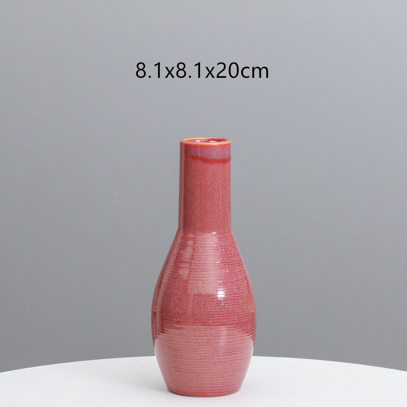 Cerámica moderna simple pequeña boca florero decoración Nordic salón escritorio arreglo floral flor seca decoración del hogar al por mayor