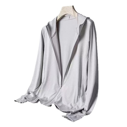 Summer thin-fitting sun-protective hooded jacket long-sleeved outer coat loose coat unisex ice silk sun-protective mesh clothing