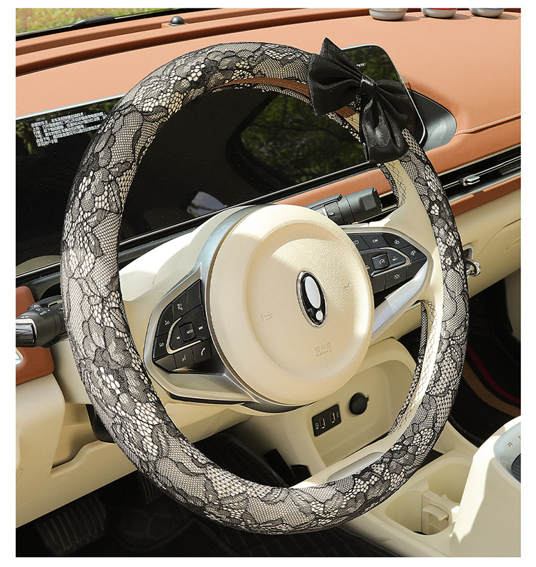 New Car Steering Wheel Cover for All Seasons and Summer, Non-Slip, Universal Fashionable Lace Female Cute Handlebar Cover, Cross-Border Supply