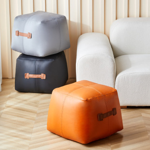 Nordic Minimalist Home Square Ottoman Low Stool for Living Room, Bedroom, Balcony, Creative Trendy Portable Shoe-Changing Bench
