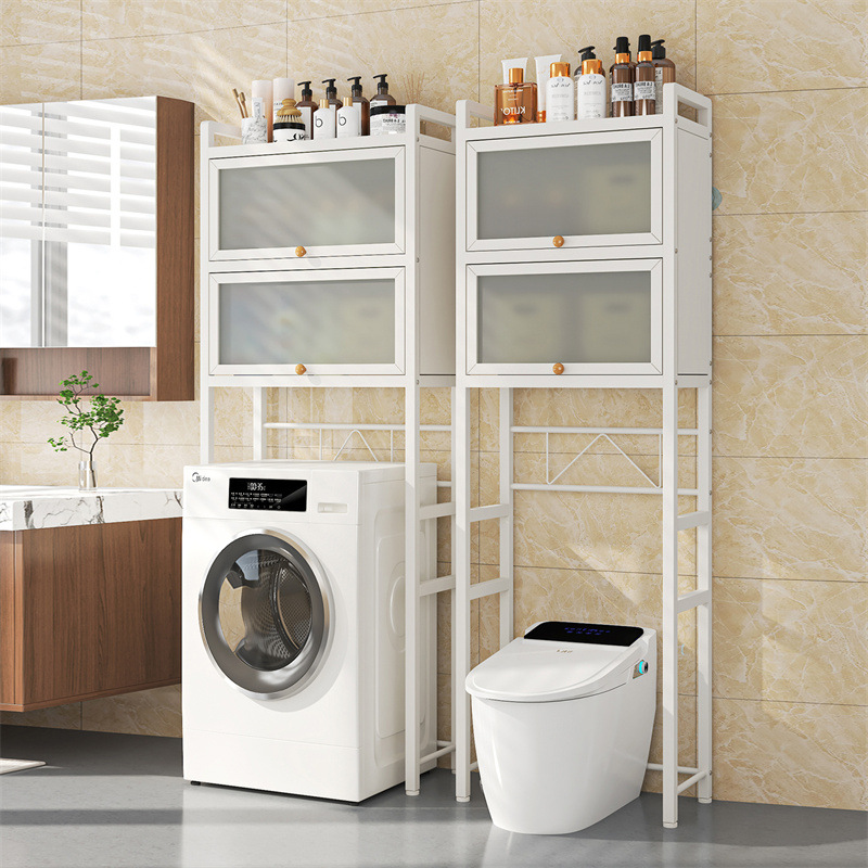 Tempered Glass Washing Machine Rack Floor-Standing Balcony Bathroom Storage Multi-Functional Upper Drum Dryer Rack