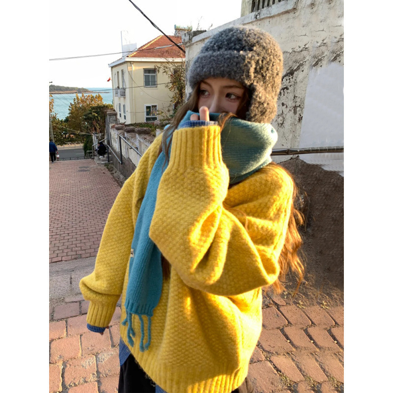 新品菠萝纹毛衣2025春季新款多巴胺软糯套头针织衫打底外穿女|undefined