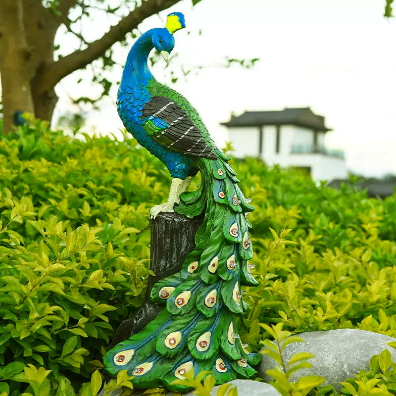 太阳能庭院灯户外花园雕像景观仿真孔雀雕塑装饰摆件家居花园雕像