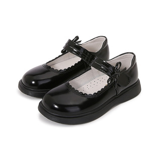Girls' Black Soft-Soled Leather Shoes, Student Fashion Princess Shoes, British Style Performance Children's Dress Versatile Shoes