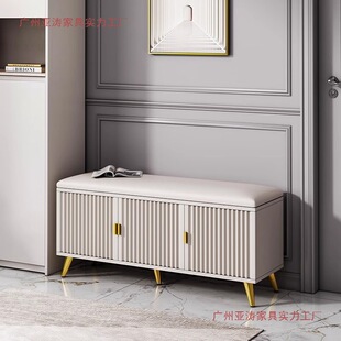Entrance Door Shoe-Changing Bench with a Light Luxury and High-End Feel, Storage-Capable, Can Be Used as a Shoe Cabinet, Suitable for Narrow Doorways, Simple and Modern Design with Shoe Rack