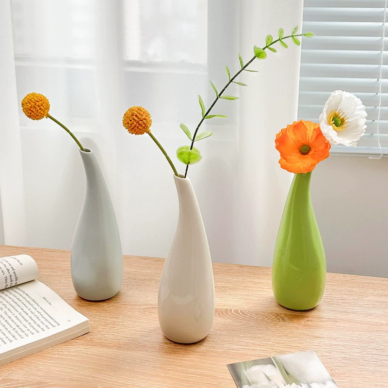 Керамическая ваза маленькая украшение обеденный стол, цветочная композиция, гостиная, домашний орнамент, стол, сухой цветок, букет, передовая обстановка