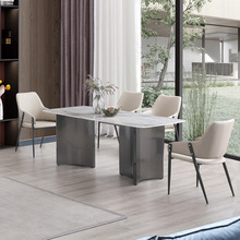 轻奢微晶石餐桌椅方桌家用长方型餐桌 意式极简设计创意高级餐桌