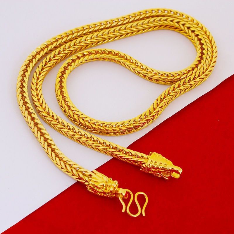 Protection Talisman Jewelry New Square Fox Tail Dragon Head Rich Gold Necklace Cross-Border Gold-Plated European And American Fashion Trendy Men's_voghion.com