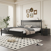 复古法式黑色全实木床现代简约北欧1.8米双人床1.5主卧公主储物床