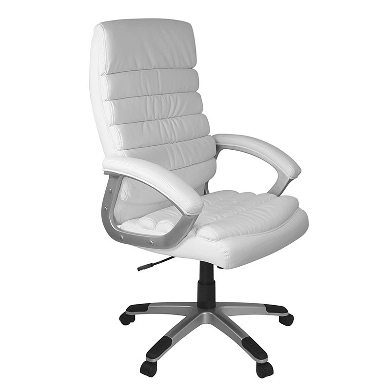 Modern Luxury White Office Leather Executive Office Chair with Customizable Ergonomic Design and Swivel