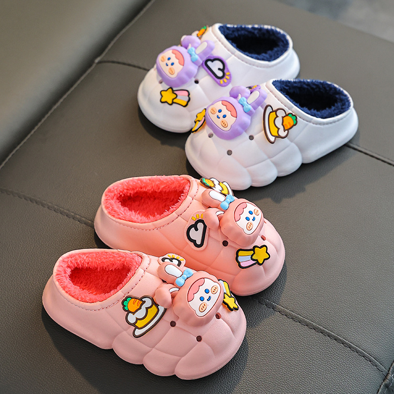 Zapatillas de algodón para niños de invierno Niños y niñas padre-hijo impermeable antideslizante bolsa talón cálido forro polar niños bebé Zapatillas de algodón