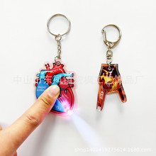 新款按灯PVC钥匙扣夜光照明手电筒锁匙扣制定腰间创意挂件led灯扣