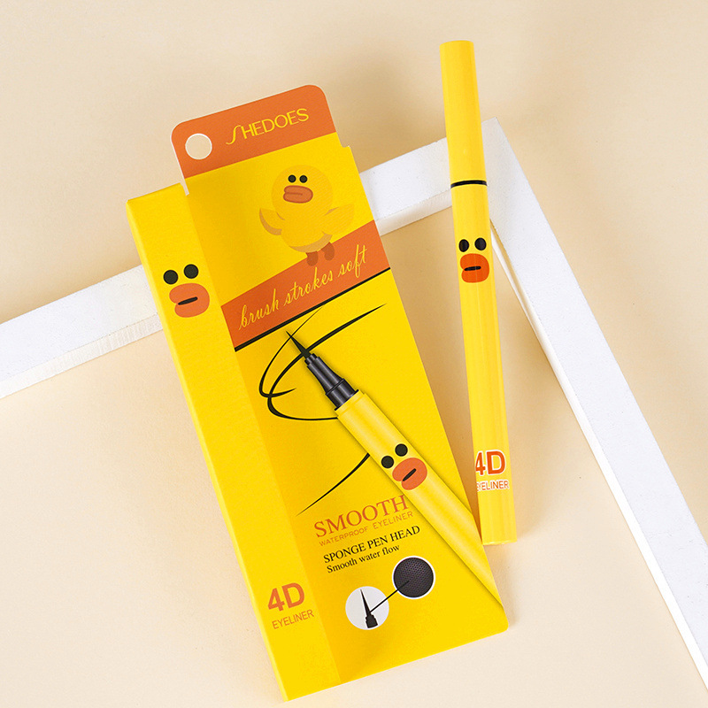 Shedoes de dibujos animados transfronterizos para principiantes pato amarillo lindo oso impermeable rápido seco negro duro lápiz de ojos