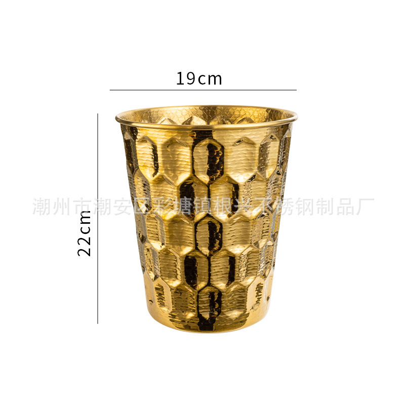 ステンレスのシャンパンの桶の氷の桶の6芒の氷の桶のバーのKTVビールの氷の桶のレストランのバーの金色の装飾品|undefined
