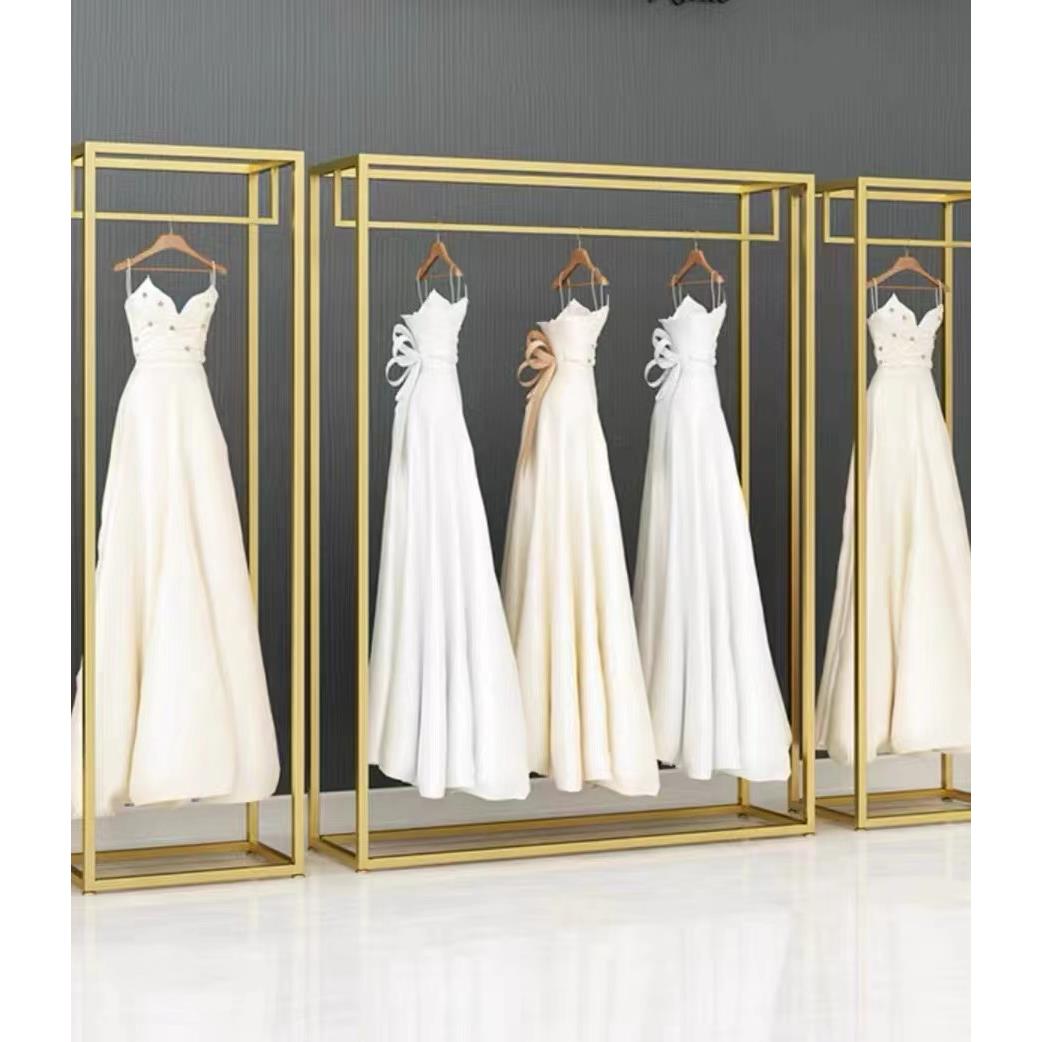婚纱店架子落地服装店展示架金色影楼礼服货架陈列挂衣架