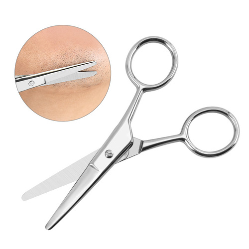Manufacturer wholesale stainless steel eyebrow scissors, round head trimmer, split beard trimmer, nose hair trimmer, eyelid jump tool
