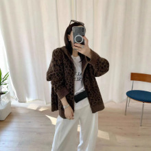 秋装连帽毛衣女秋季新款帽衫复古风撞色针织开衫女装宽松上衣外套