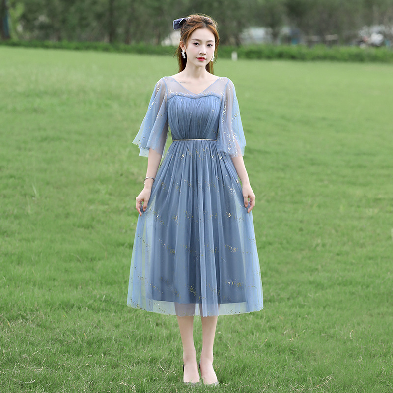 Сине-серый (летящие рукава с воротником GV) 019